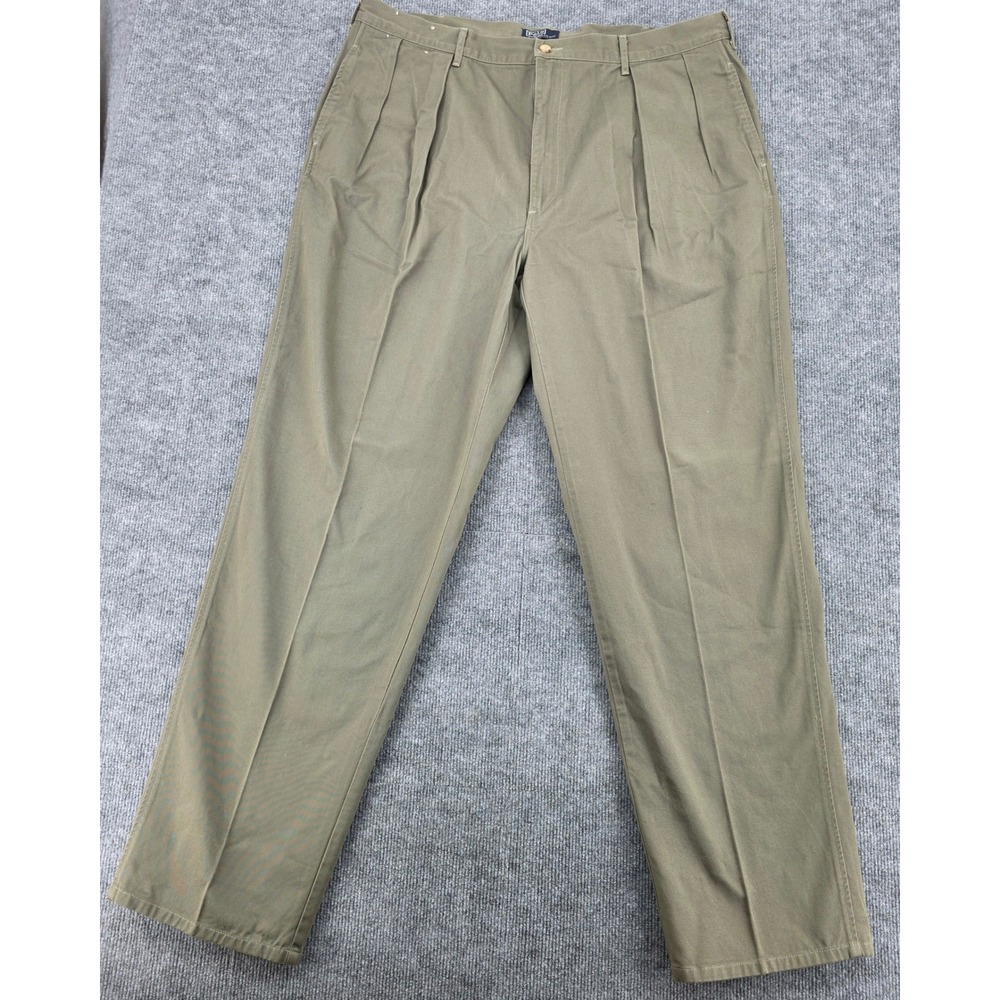 Polo Ralph Lauren Pleated Chinos Mens 41x33 Olive Green Made in USA 987805921UOG